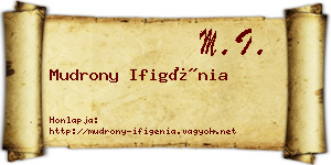 Mudrony Ifigénia névjegykártya
